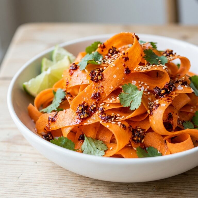 Chili crisp carrot ribbon salad recipe