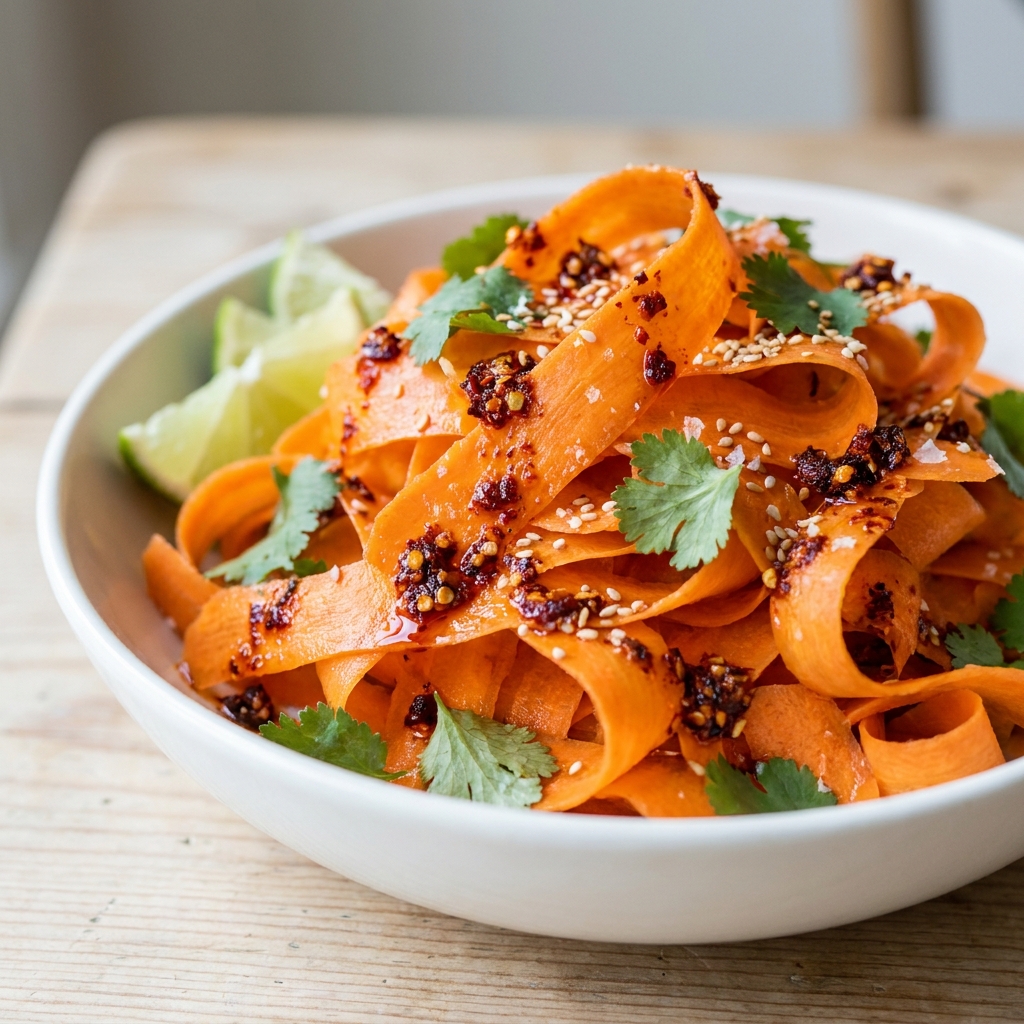 Chili crisp carrot ribbon salad recipe