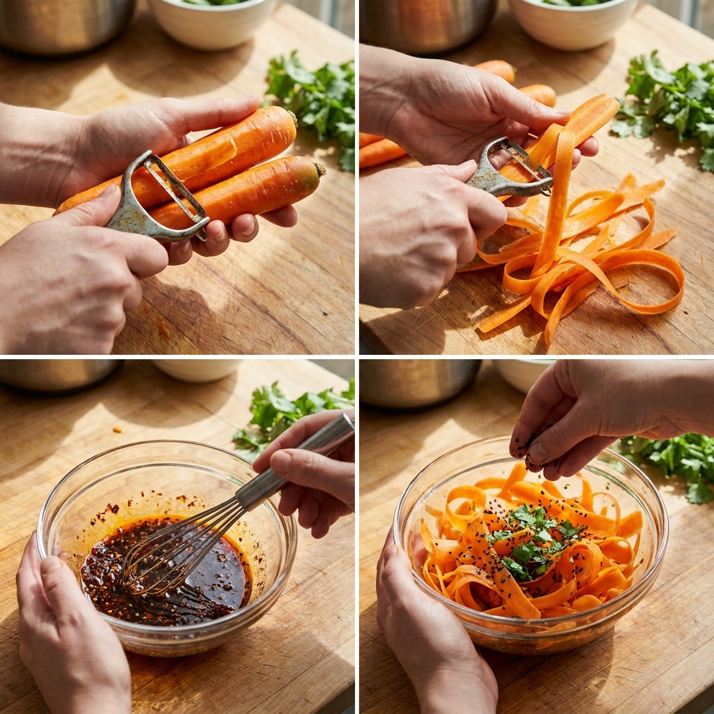 Chili crisp carrot ribbon salad recipe