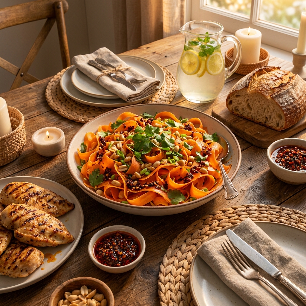Chili crisp carrot ribbon salad recipe