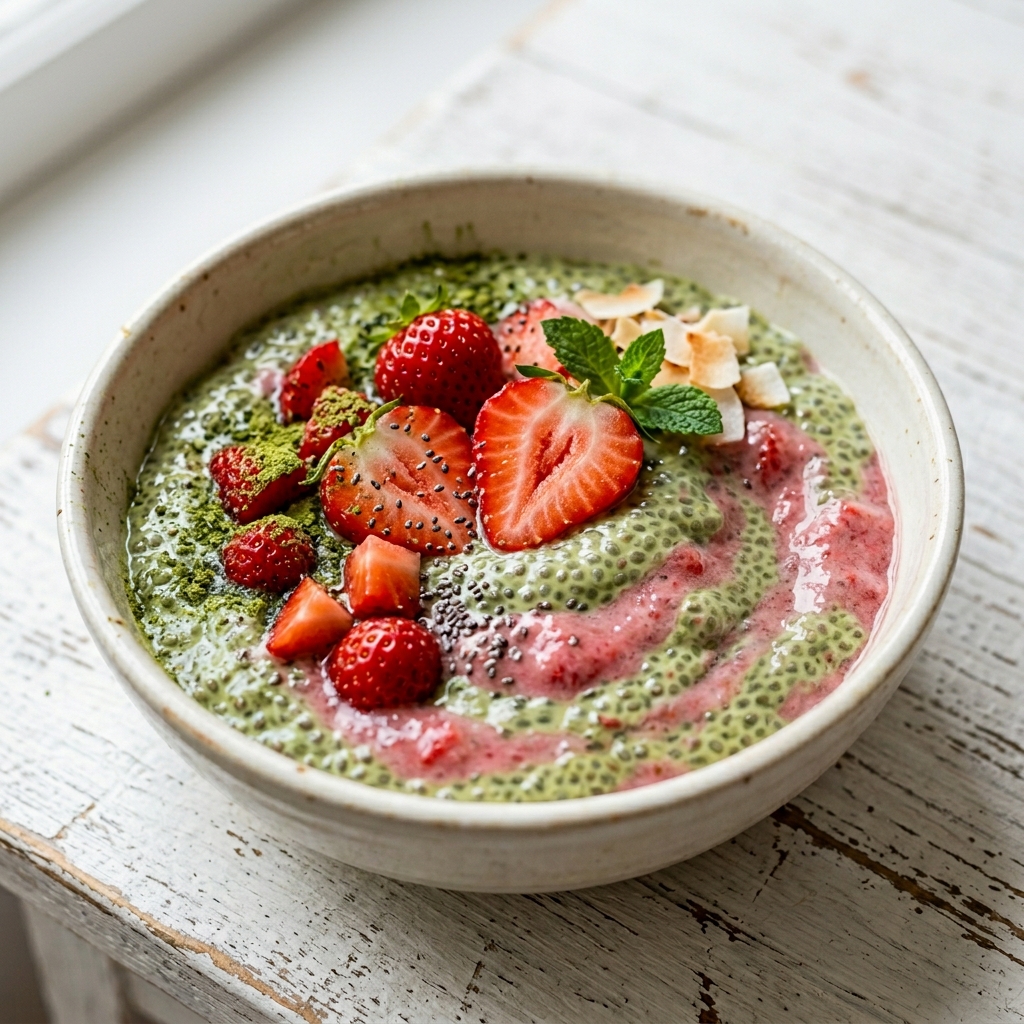 Strawberry Matcha Chia Pudding Recipe