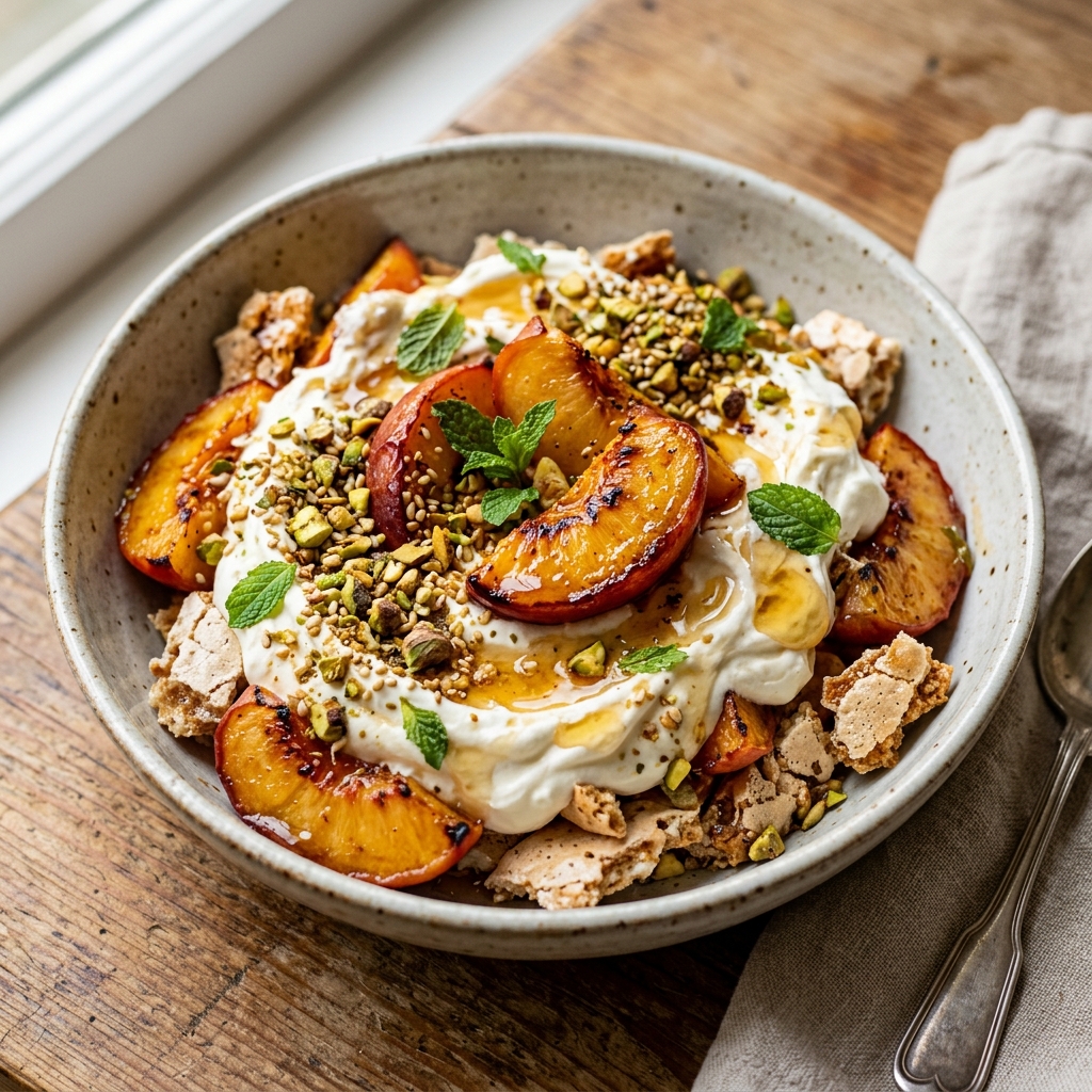Roasted Nectarine Mess With Pistachio Dukkah Recipe