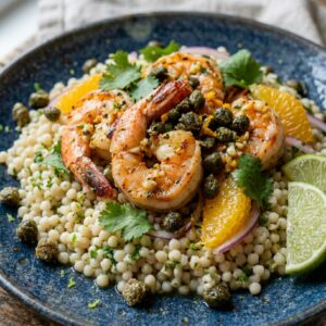 Mojo Shrimp With Couscous and Fried Capers Recipe