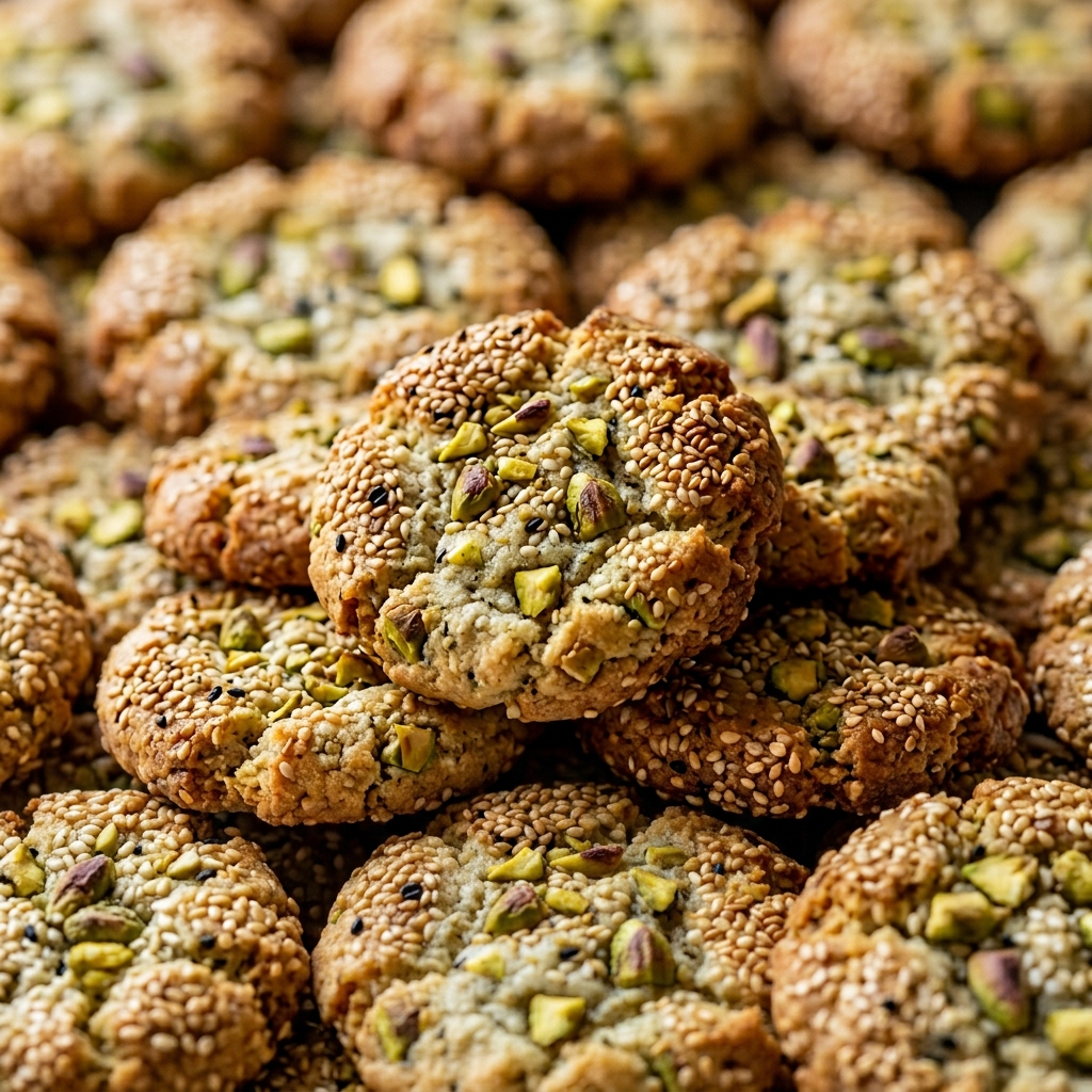 Sesame and Pistachio Butter Cookies recipe
