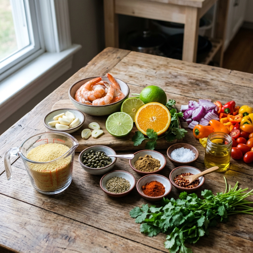 Mojo Shrimp With Couscous and Fried Capers Recipe