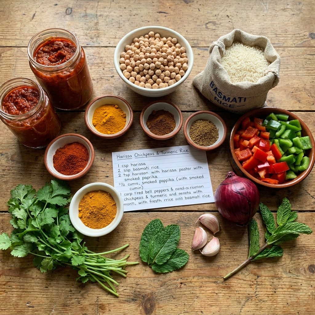 Harissa Chickpeas With Turmeric Rice recipe