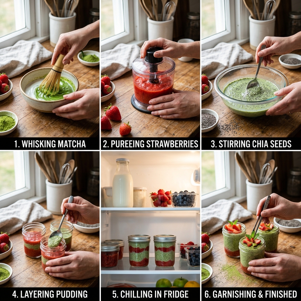 Strawberry Matcha Chia Pudding Recipe