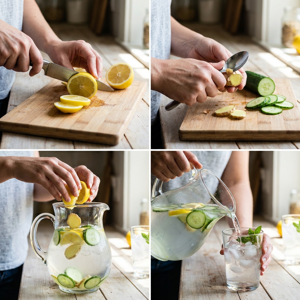 Lemon Ginger Cucumber Water Recipe