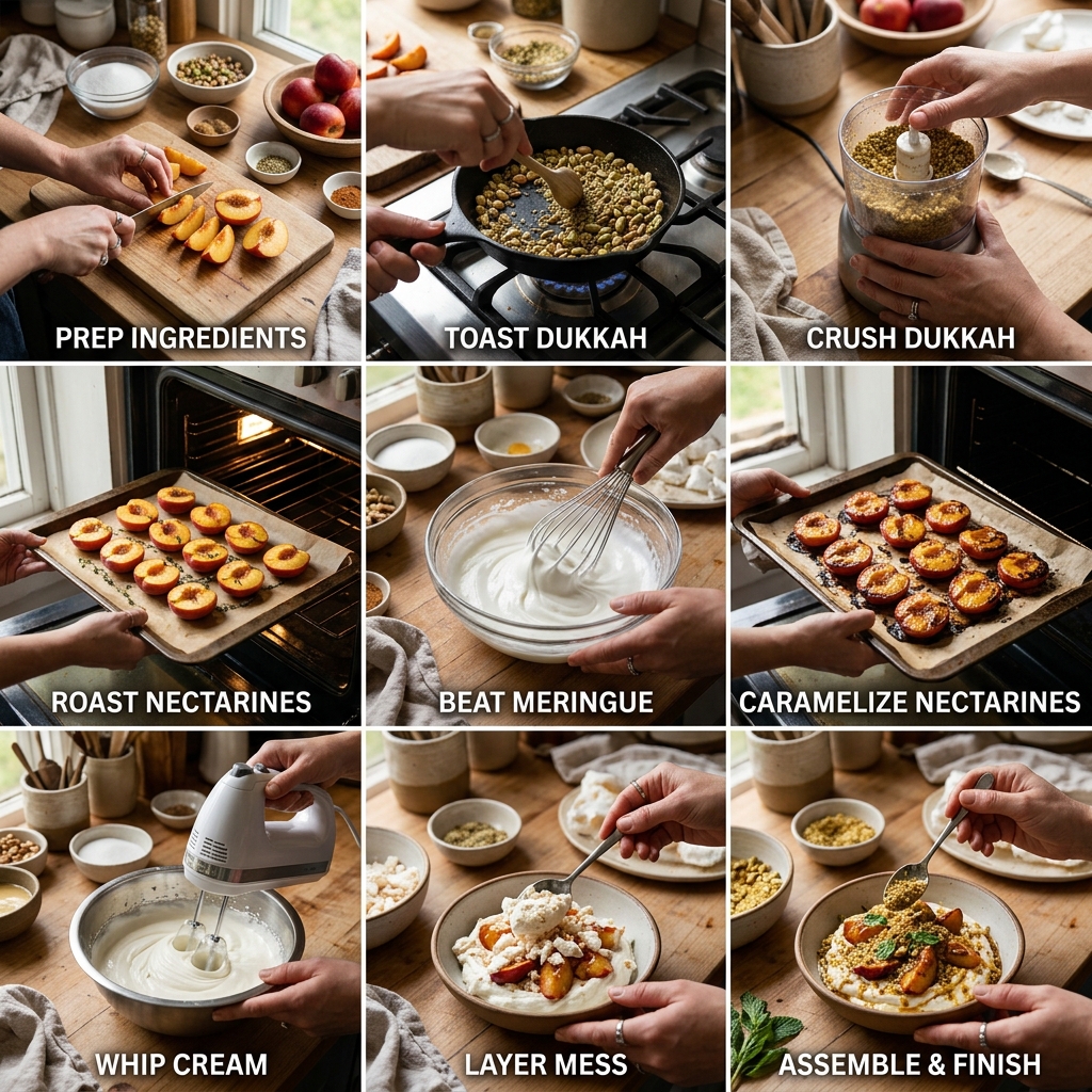 Roasted Nectarine Mess With Pistachio Dukkah Recipe