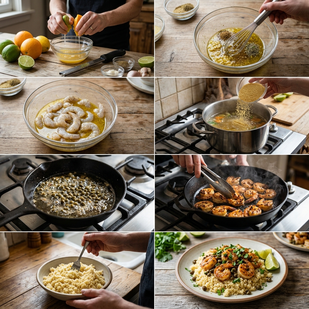 Mojo Shrimp With Couscous and Fried Capers Recipe
