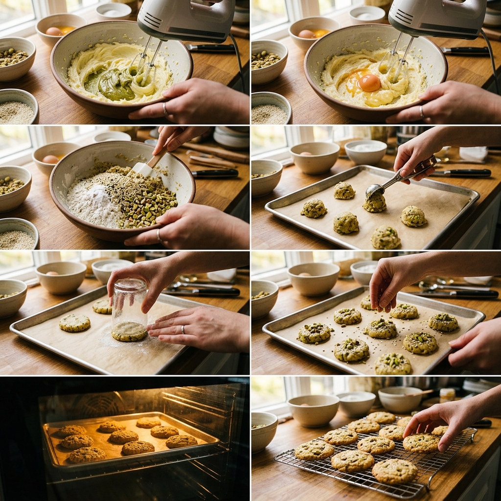 Sesame and Pistachio Butter Cookies recipe