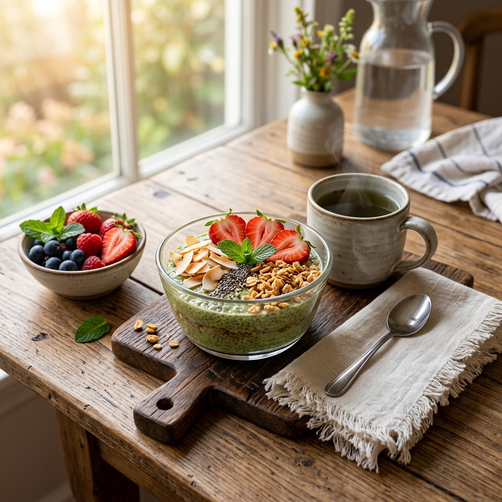 Strawberry Matcha Chia Pudding Recipe