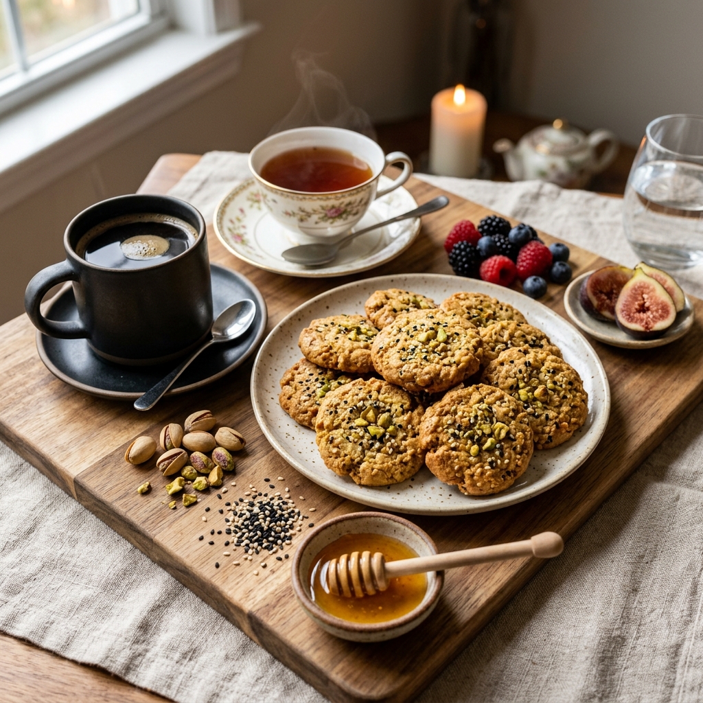 Sesame and Pistachio Butter Cookies recipe