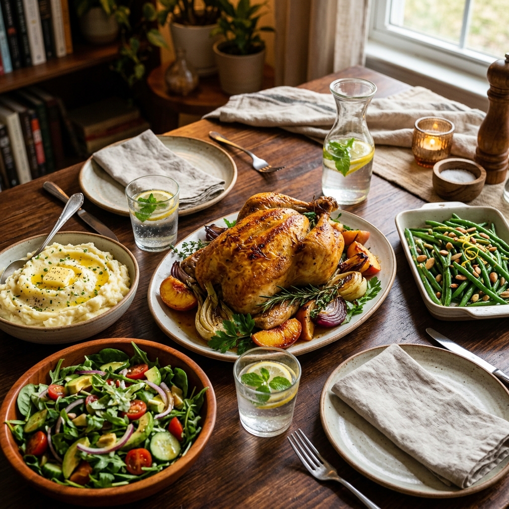 Roasted Chicken With Fennel and Peaches recipe