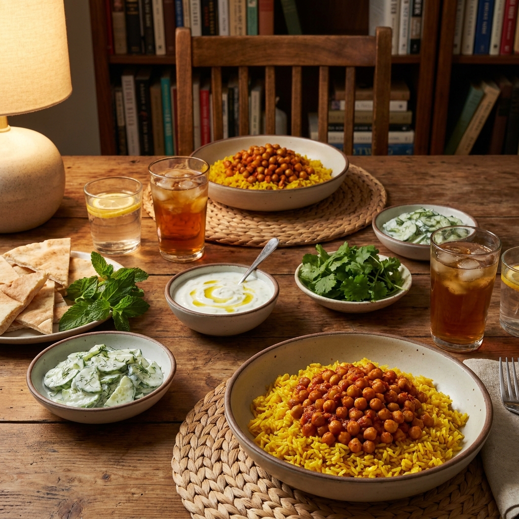 Harissa Chickpeas With Turmeric Rice recipe