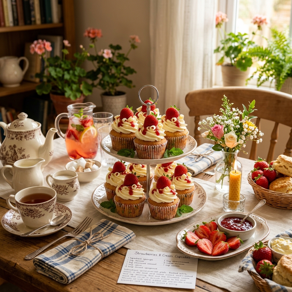 Strawberries And Cream Cupcakes Recipe